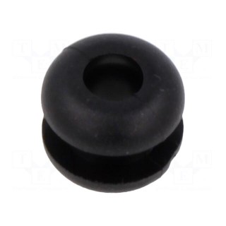 Grommet | Ømount.hole: 6.4mm | Øhole: 4mm | black | 0÷80°C | PVC