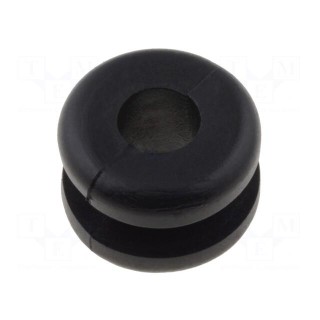 Grommet | Ømount.hole: 6.4mm | Øhole: 4mm | PVC | black | -30÷60°C