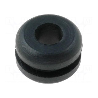 Grommet | Ømount.hole: 6.4mm | Øhole: 4mm | rubber | black