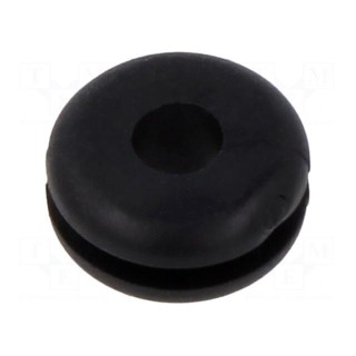 Grommet | Ømount.hole: 6mm | Øhole: 3.2mm | black | 0÷80°C | PVC