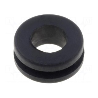 Grommet | Ømount.hole: 6mm | Øhole: 4.1mm | rubber | black