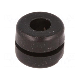 Grommet | Ømount.hole: 6mm | Øhole: 4mm | PVC | black | -30÷60°C | UL94V-2