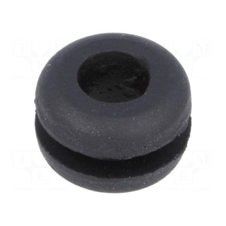Grommet | Ømount.hole: 7mm | Øhole: 5mm | caoutchouc | black | -30÷90°C