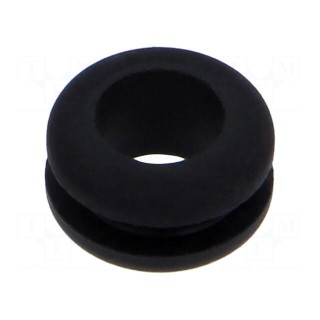 Grommet | Ømount.hole: 8mm | Øhole: 6mm | black | Panel thick: max.2mm