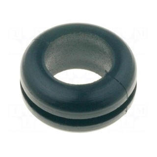 Grommet | Ømount.hole: 8mm | Øhole: 6mm | PVC | black | -30÷60°C | UL94V-2
