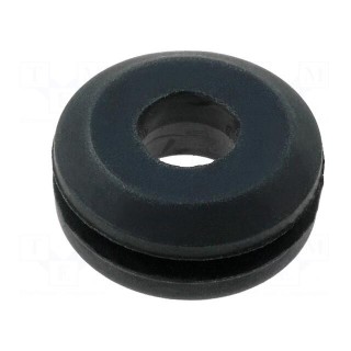 Grommet | Ømount.hole: 9.5mm | Øhole: 6.2mm | rubber | black