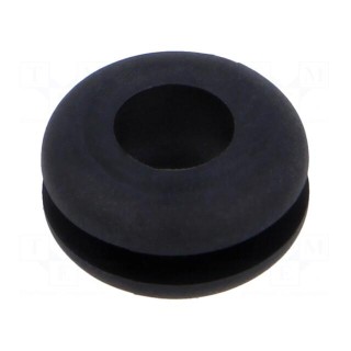 Grommet | Ømount.hole: 9.5mm | Øhole: 6.4mm | black | -40÷135°C | UL94HB