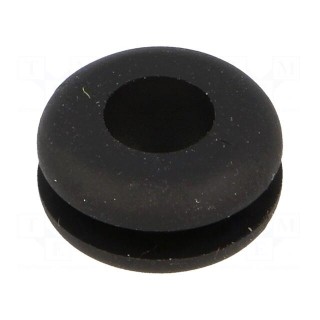 Grommet | Ømount.hole: 9.5mm | Øhole: 6.4mm | black | -40÷135°C | UL94HB