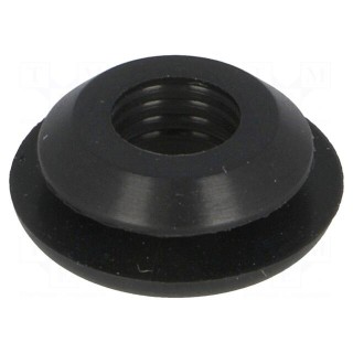 Grommet | Ømount.hole: 9.5mm | Øhole: 6.8mm | silicone | black