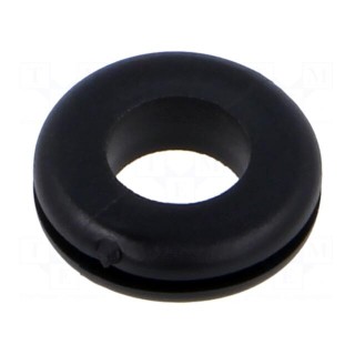 Grommet | Ømount.hole: 9.5mm | Øhole: 7mm | black | 0÷80°C | PVC