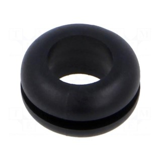 Grommet | Ømount.hole: 9.5mm | Øhole: 8mm | black | 0÷80°C | PVC