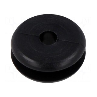 Grommet | Ømount.hole: 9.6mm | Øhole: 4mm | black | 0÷80°C | PVC