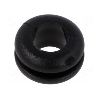 Grommet | Ømount.hole: 9mm | Øhole: 6mm | black | 0÷80°C | PVC
