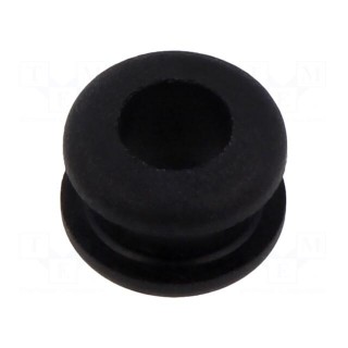 Grommet | Ømount.hole: 9mm | Øhole: 6mm | black | Panel thick: max.4mm