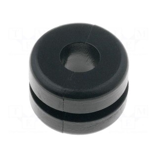 Grommet | Ømount.hole: 9mm | Øhole: 6mm | PVC | black | -30÷60°C | UL94V-2