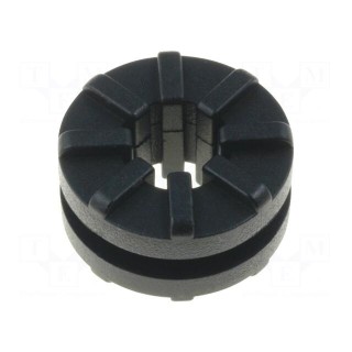 Grommet | Ømount.hole: 9mm | black | Panel thick: max.2mm | Øint: 5.3mm