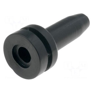 Strain relief | Øhole: 3mm | PVC | black | Panel thick: max.2mm | L: 27mm