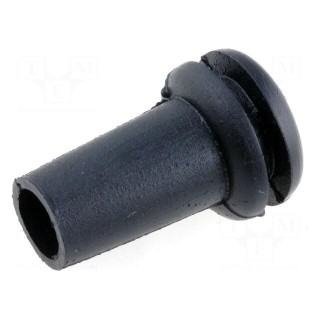 Strain relief | Ømount.hole: 9.5mm | Øhole: 6.4mm | PVC | black