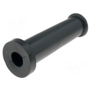 Strain relief | Ømount.hole: 9mm | Øhole: 5.3mm | PVC | black | L: 35mm