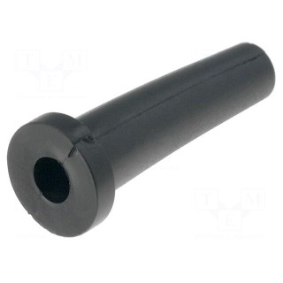 Strain relief | Ømount.hole: 9mm | Øhole: 5.5mm | PVC | black | L: 35mm