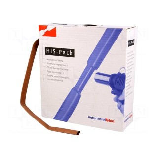 Heat shrink sleeve | 2: 1 | 9.5mm | L: 5m | brown | cardboard packaging