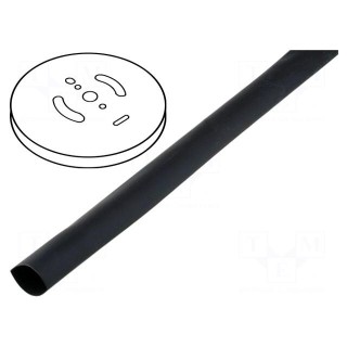 Heat shrink sleeve | glued | 2: 1 | 6.4mm | black | polyolefine | Len: 75m