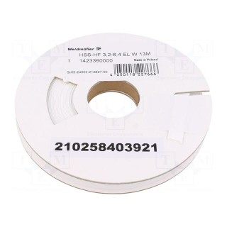 Heat shrink sleeve | glueless | 2: 1 | 6.4mm | L: 13m | white