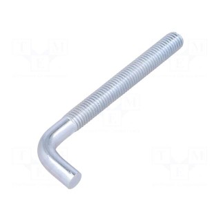 Hook | straight | steel | zinc | Thread len: 75mm | Overall len: 100mm
