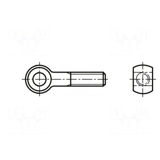Lifting eye bolt | M10x120 | Head: eye | steel | zinc | DIN 444A | 10mm