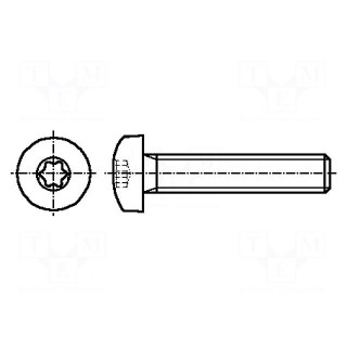 Screw | M1,6x12 | Head: button | Torx® | acid resistant steel A4 | TX05