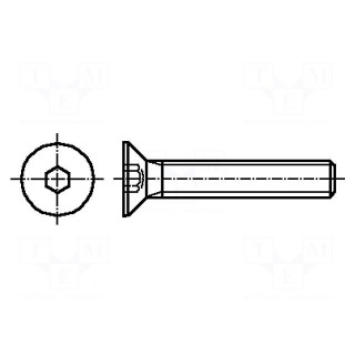 Screw | M6x18 | 1 | Head: countersunk | hex key | HEX 4mm | DIN 7991