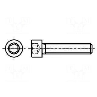 Screw | M4x5 | 0.7 | Head: cheese head | hex key | HEX 3mm | steel
