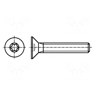 Screw | M2,5x4 | Head: countersunk | Torx® | acid resistant steel A4