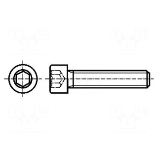 Screw | M3x16 | 0.5 | Head: cheese head | hex key | HEX 2,5mm | steel