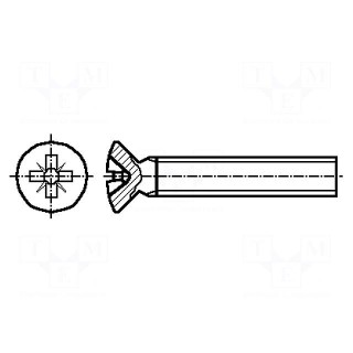 Screw | M3x16 | 0.5 | Head: countersunk | Pozidriv | PZ1 | steel | zinc