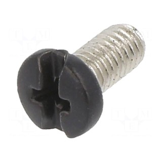 Screw | M3x6 | 0.5 | Head: cheese head | Phillips,slotted | brass | black