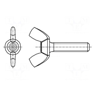 Screw | M4x8 | DIN: 316 | Head: wing | none | steel | zinc | 8mm