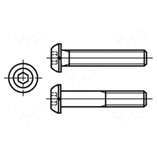 Screw | M3x12 | Head: button | imbus | A2 stainless steel | HEX 2mm