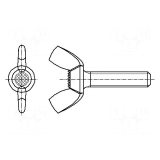 Screw | M4x10 | DIN: 316 | Head: wing | none | steel | zinc | 10mm