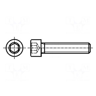 Screw | M4x40 | 0.7 | Head: cheese head | hex key | HEX 3mm | steel | zinc