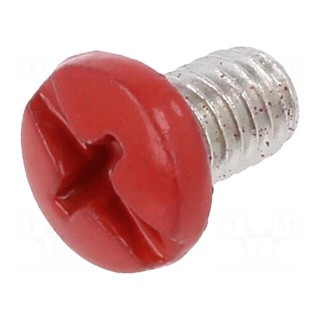 Screw | M4x6.4 | 0.7 | Head: cheese head | Phillips,slotted | brass | red