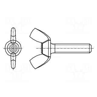 Screw | M5x12 | DIN: 316 | Head: wing | none | steel | zinc | 12mm