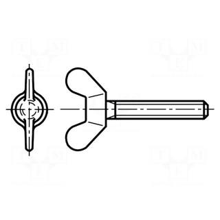 Screw | M6x15 | Head: wing | polyamide | DIN 316