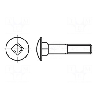 Screw | M8x120 | 1.25 | Head: button | A2 stainless steel | DIN 603