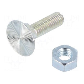 Screw | with double fins,with flange nut | M8x30 | 1.25 | Head: flat