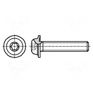 Screw | with flange | M5x12 | Head: button | Torx® | TX25 | steel | zinc