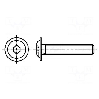 Screw | with flange | M3x12 | Head: button | imbus | steel | black finish