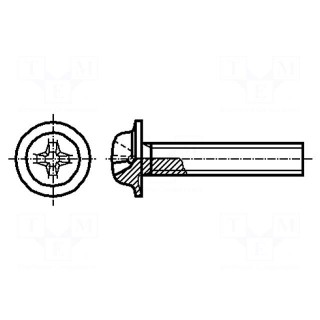 Screw | with flange | M2.5x4 | 0.45 | Head: button | Phillips | PH1