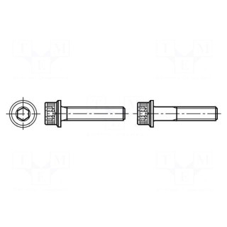 Screw | with flange | M6x16 | 1 | Head: knurled,cheese head | hex key