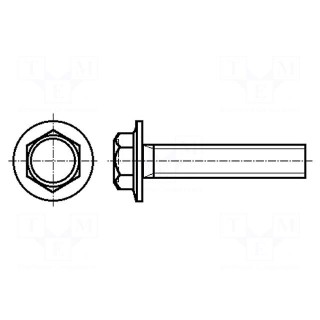 Screw | with flange | M6x20 | 1 | Head: hexagonal | A2 stainless steel